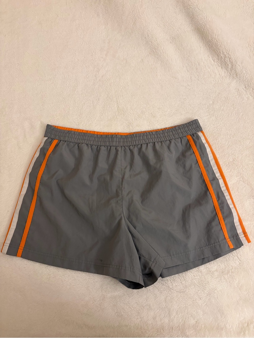 Women's Gray Athletic Shorts with Orange Trim